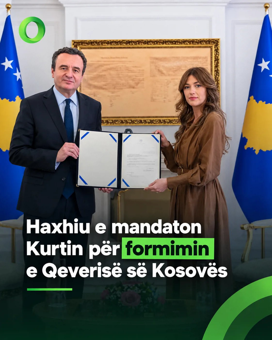 Albulena Haxhiu mandaton Albin Kurtin për formimin e Qeverisë së Kosovës